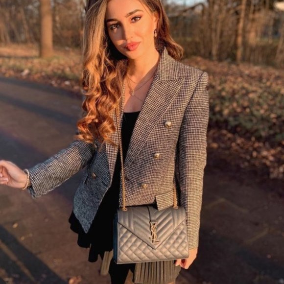 ❌SOLD❌Zara Double Breasted Houndstooth Blazer - Picture 4 of 14